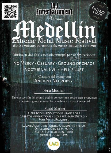 Flayer evento Medellín Extreme Metal Music Festival