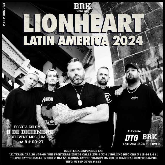 Flayer evento LIONHEART en Colombia